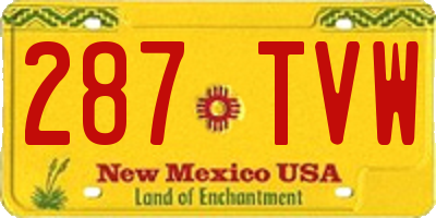 NM license plate 287TVW