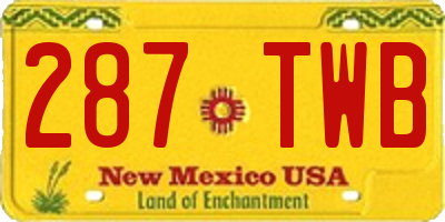 NM license plate 287TWB