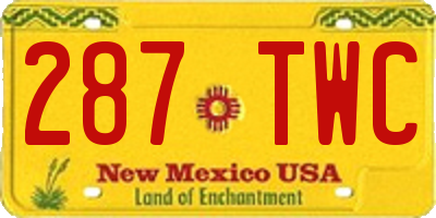 NM license plate 287TWC