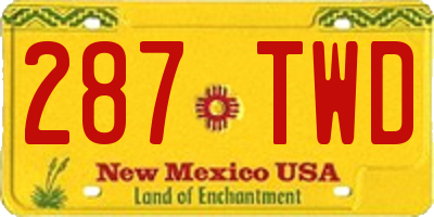 NM license plate 287TWD