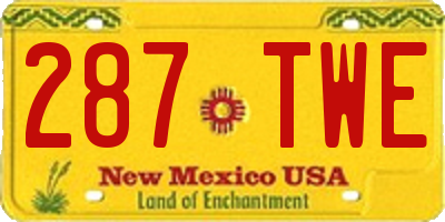 NM license plate 287TWE