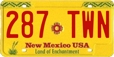 NM license plate 287TWN