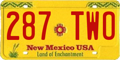 NM license plate 287TWO