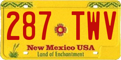 NM license plate 287TWV