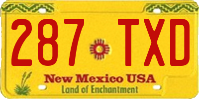 NM license plate 287TXD