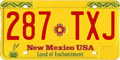 NM license plate 287TXJ