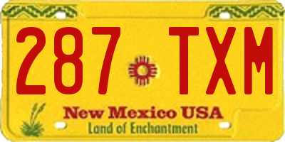 NM license plate 287TXM