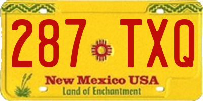 NM license plate 287TXQ