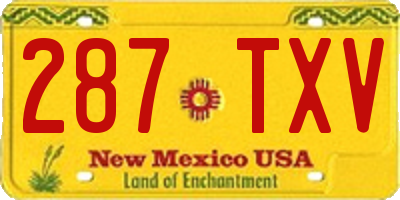 NM license plate 287TXV