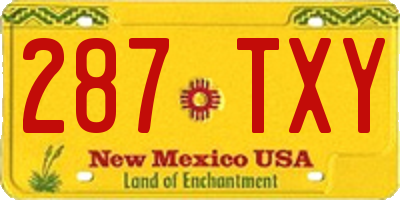 NM license plate 287TXY