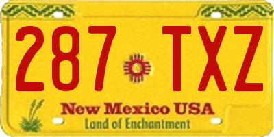 NM license plate 287TXZ
