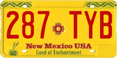 NM license plate 287TYB