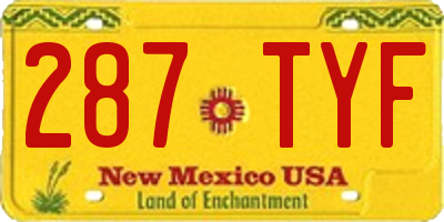 NM license plate 287TYF