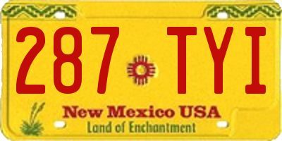 NM license plate 287TYI