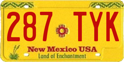 NM license plate 287TYK