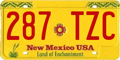 NM license plate 287TZC
