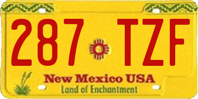 NM license plate 287TZF