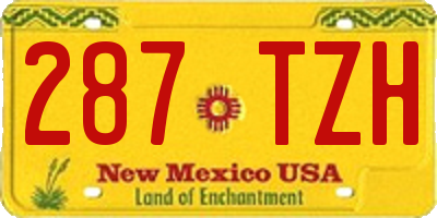 NM license plate 287TZH