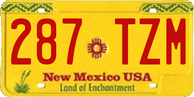 NM license plate 287TZM