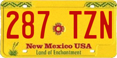 NM license plate 287TZN