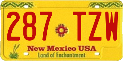 NM license plate 287TZW