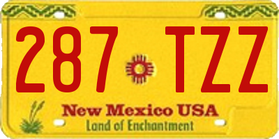 NM license plate 287TZZ