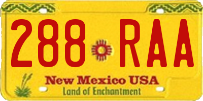 NM license plate 288RAA