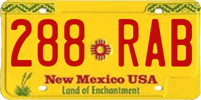 NM license plate 288RAB