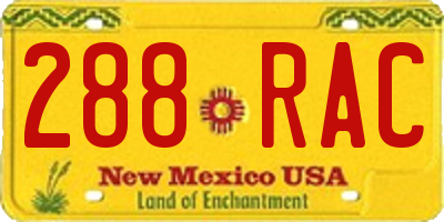 NM license plate 288RAC