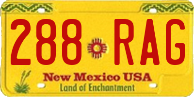 NM license plate 288RAG