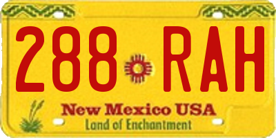 NM license plate 288RAH