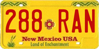 NM license plate 288RAN