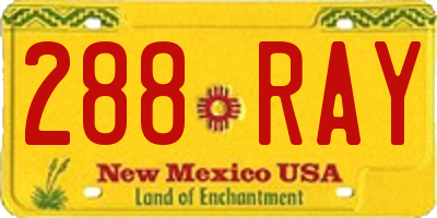 NM license plate 288RAY