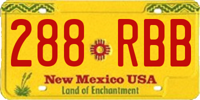NM license plate 288RBB
