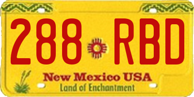NM license plate 288RBD