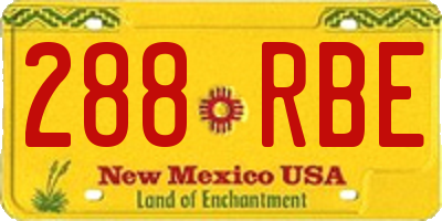 NM license plate 288RBE