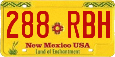 NM license plate 288RBH