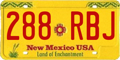 NM license plate 288RBJ