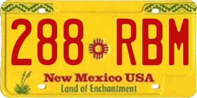 NM license plate 288RBM
