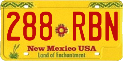 NM license plate 288RBN