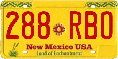 NM license plate 288RBO