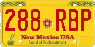 NM license plate 288RBP