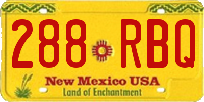 NM license plate 288RBQ
