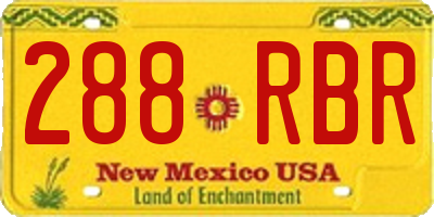 NM license plate 288RBR