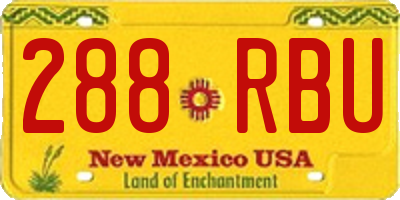 NM license plate 288RBU