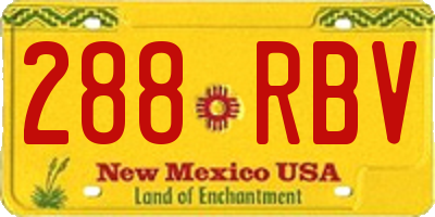 NM license plate 288RBV