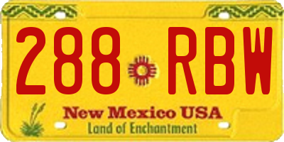 NM license plate 288RBW