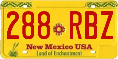 NM license plate 288RBZ