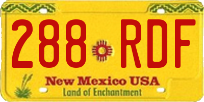 NM license plate 288RDF