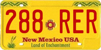 NM license plate 288RER